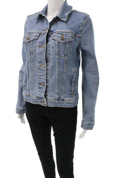 Levis Womens Light Blue Collared Button Jacket Long Sleeve Size M