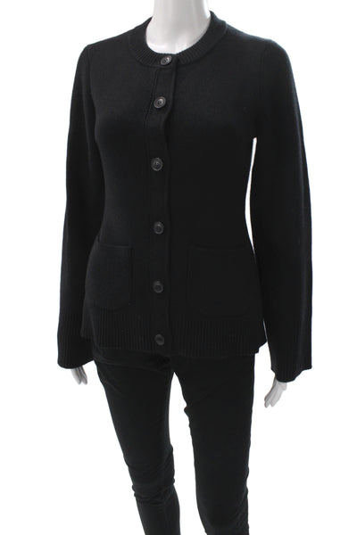 Pistola Womens Black Button Crewneck Cardigan Wool Blend Size S