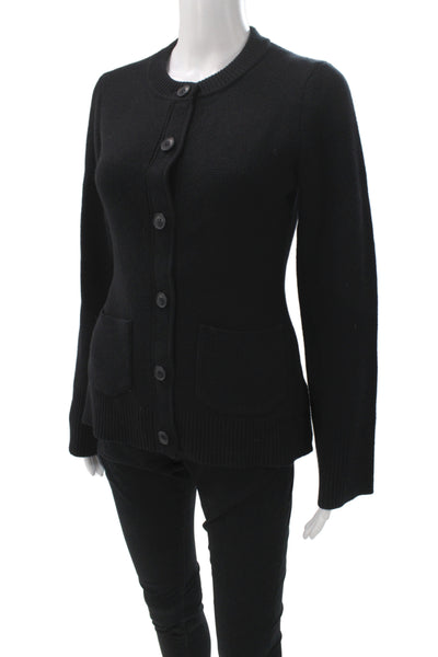 Pistola Womens Black Button Crewneck Cardigan Wool Blend Size S