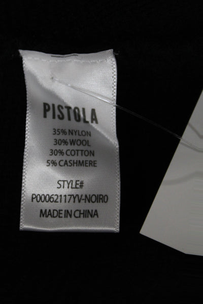 Pistola Womens Black Button Crewneck Cardigan Wool Blend Size S