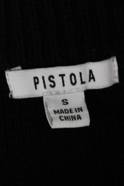 Pistola Womens Black Button Crewneck Cardigan Wool Blend Size S