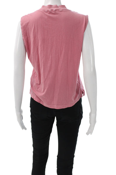 Perfect White Tee Womens Cropped Basic Tank Pink V Neck Cotton Size S
