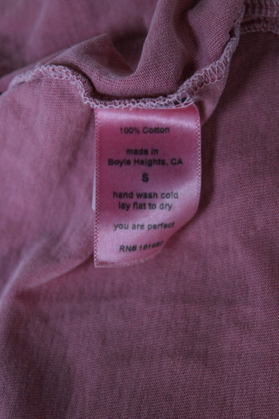Perfect White Tee Womens Cropped Basic Tank Pink V Neck Cotton Size S