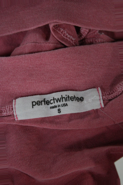 Perfect White Tee Womens Cropped Basic Tank Pink V Neck Cotton Size S