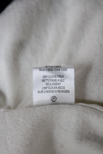 Minnie Rose Women Ringer V-Neck Short Sleeve Cotton Cashmere Top White Size S
