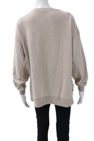 Z Supply Women Pullover Sweatshirt Beige Long Sleeve Crew Neck Size XS