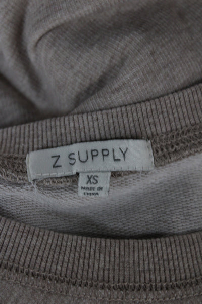 Z Supply Women Pullover Sweatshirt Beige Long Sleeve Crew Neck Size XS
