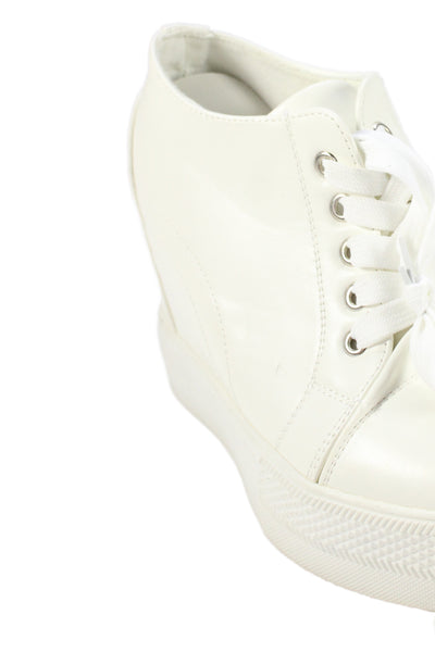 Ash Womens Lace Up Wedge Heel Cap Toe Leather Sneakers White Size 240 7