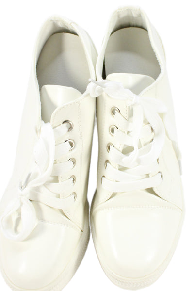 Ash Womens Lace Up Wedge Heel Cap Toe Leather Sneakers White Size 240 7