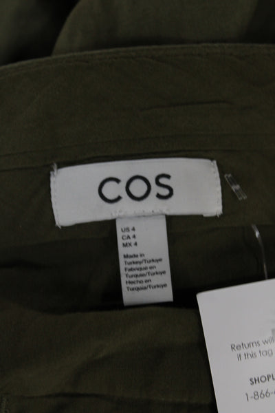 COS Unisex Cropped Dress Pants Green Button Closure Size 4