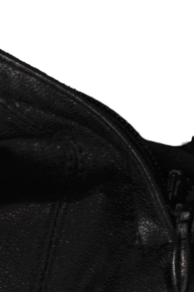 Chanel Womens Black Leather Straight Pencil Skirt Knee Length Size S