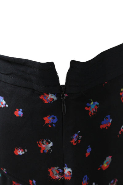 Proenza Schouler Women A-Line Wrap Silk Floral Midi Skirt Black Size 4