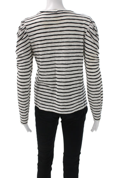 LNA Women Basic Black Striped Long Sleeve Crew Neck T-Shirt Size M