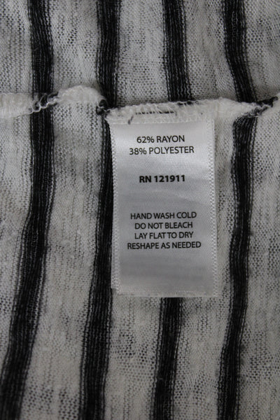 LNA Women Basic Black Striped Long Sleeve Crew Neck T-Shirt Size M
