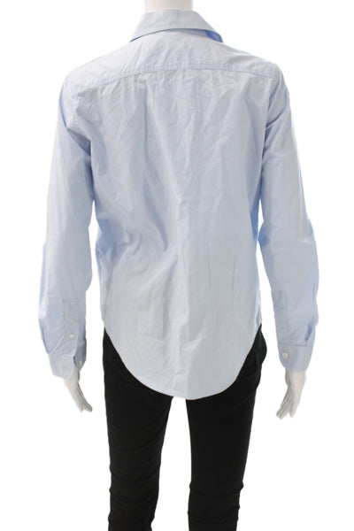 Marie Marot Women Collared Cotton Button-Up Light Blue Long Sleeve Size XS