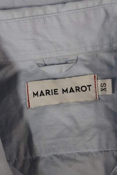 Marie Marot Women Collared Cotton Button-Up Light Blue Long Sleeve Size XS