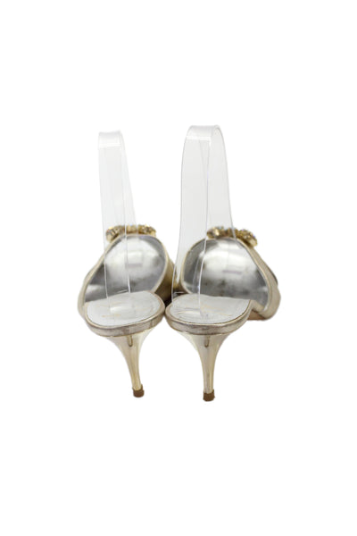 Giuseppe Zanotti Design Womens Crystal Embellished Heels Shoes Gold Sz 7.5