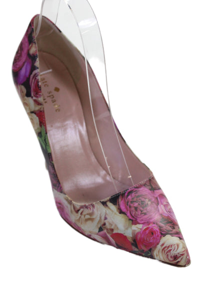 Kate Spade New York Womens Rose Printed Leather Pumps Shoes Pink Combo Size 7.5