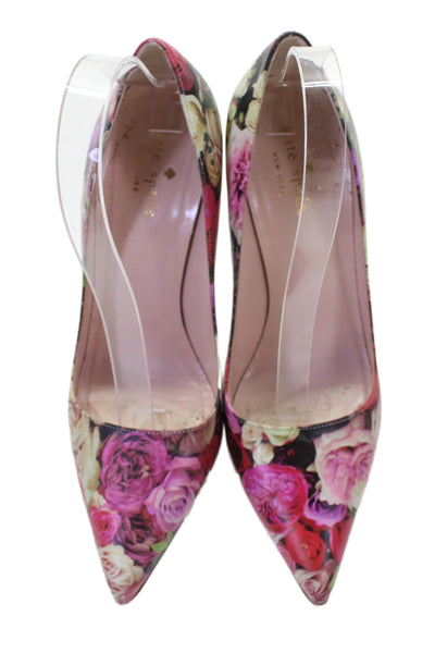Kate Spade New York Womens Rose Printed Leather Pumps Shoes Pink Combo Size 7.5