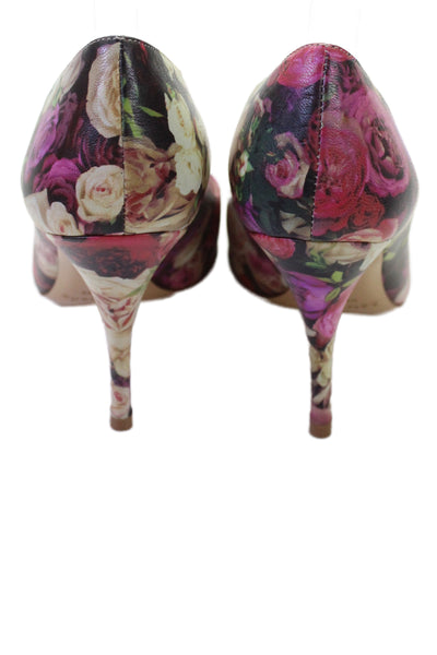 Kate Spade New York Womens Rose Printed Leather Pumps Shoes Pink Combo Size 7.5