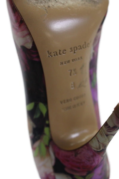 Kate Spade New York Womens Rose Printed Leather Pumps Shoes Pink Combo Size 7.5