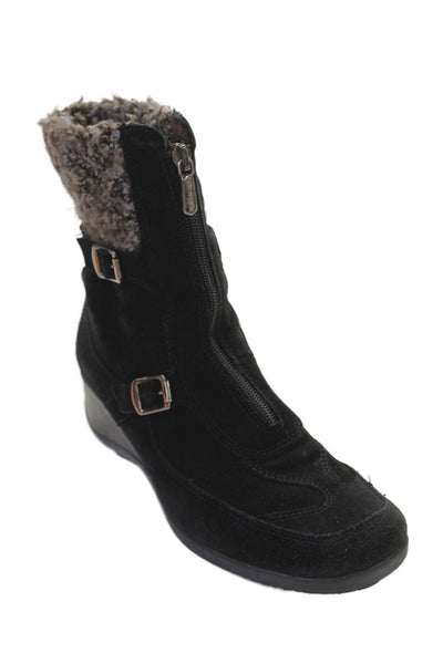 Aquatalia Womens Waterproof Mighty Suede Ankle Boots Shoes Black Size 7.5B