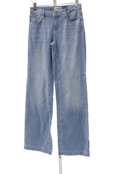 L'Agence Women Wide-Leg Jeans Light Blue Denim Mid Rise Inseam 31 Size 23