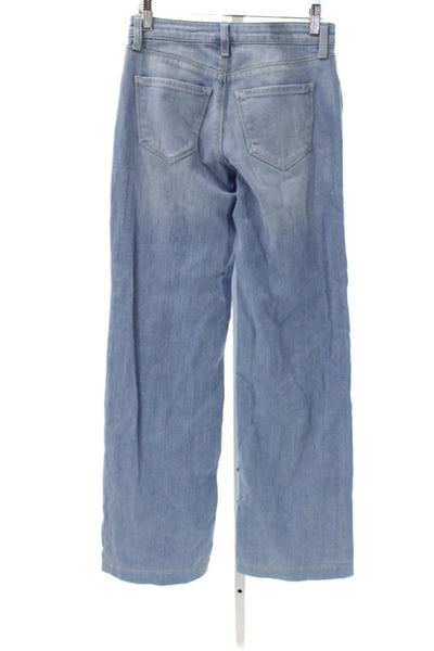 L'Agence Women Wide-Leg Jeans Light Blue Denim Mid Rise Inseam 31 Size 23