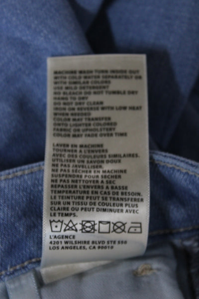 L'Agence Women Wide-Leg Jeans Light Blue Denim Mid Rise Inseam 31 Size 23