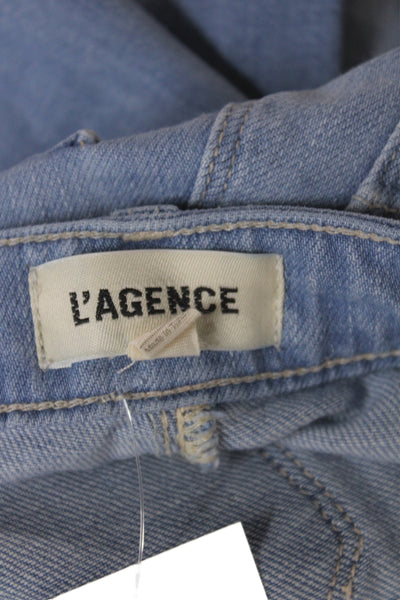 L'Agence Women Wide-Leg Jeans Light Blue Denim Mid Rise Inseam 31 Size 23