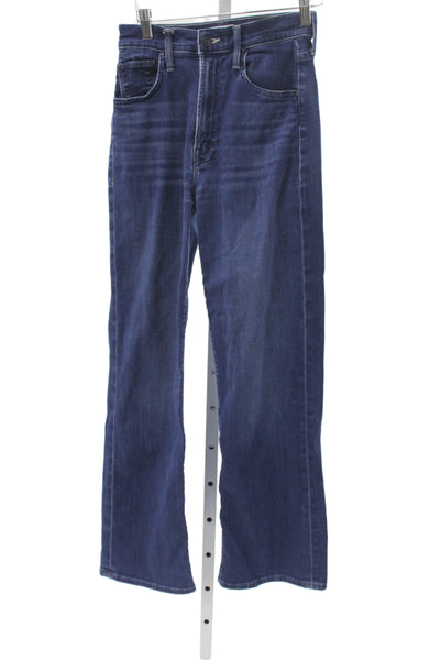 Mother Women Straight Jeans Dark Blue High Rise Denim Size 23