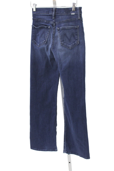 Mother Women Straight Jeans Dark Blue High Rise Denim Size 23
