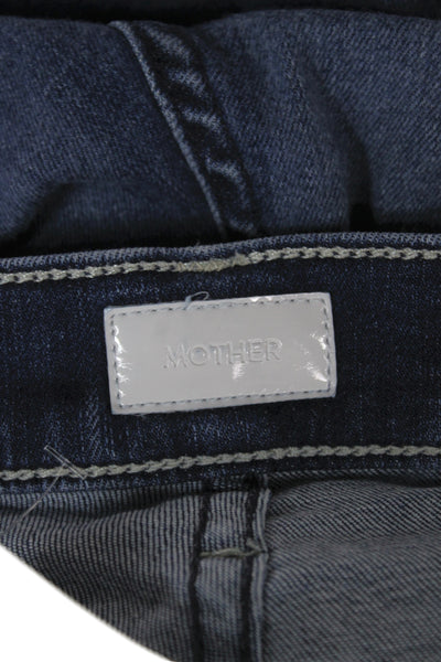 Mother Women Straight Jeans Dark Blue High Rise Denim Size 23