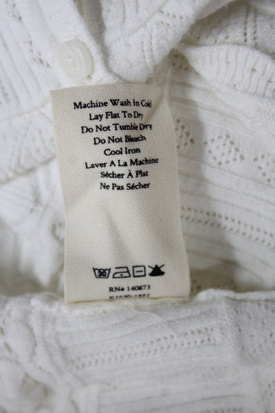 Love Shack Fancy Women Cropped Button-Up Sweater White Cotton Blend Size XS