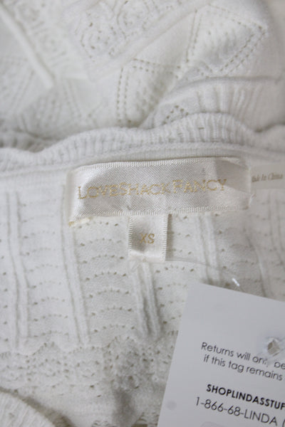 Love Shack Fancy Women Cropped Button-Up Sweater White Cotton Blend Size XS