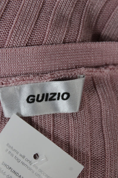 Guizio Women Cardigan Pink Striped VNeck Cotton Blend Longsleeve Size 2XS