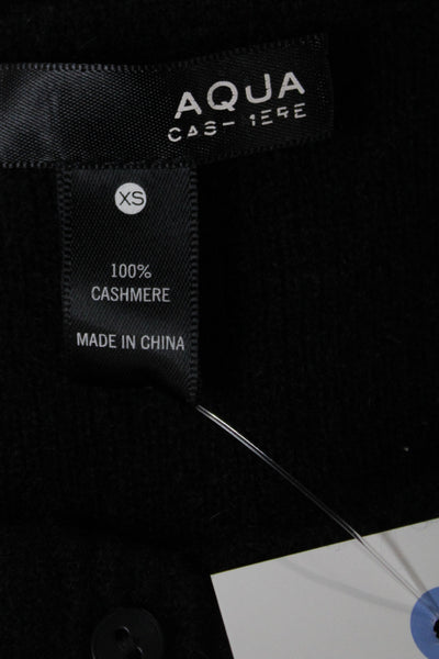 Aqua Cashmere Women Black Cotton Spandex Cardigan Crew Neck Long Sleeve Size XS