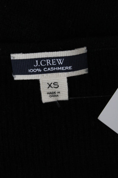 J Crew Women Black Cashmere V-Neck Button Cardigan Long Sleeve Size XS