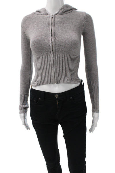 Frankies Bikinis Women Full-zip Hoodie Gray Long Sleeve Size XS
