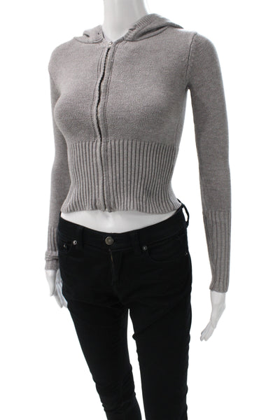 Frankies Bikinis Women Full-zip Hoodie Gray Long Sleeve Size XS