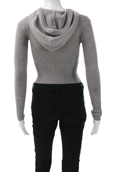 Frankies Bikinis Women Full-zip Hoodie Gray Long Sleeve Size XS