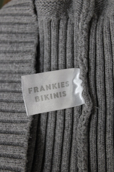 Frankies Bikinis Women Full-zip Hoodie Gray Long Sleeve Size XS
