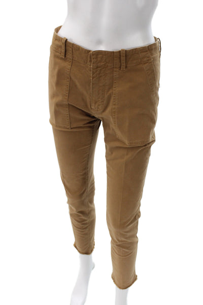 Nili Lotan Unisex Cargo Khakis Brown Button 98% Cotton Size 0
