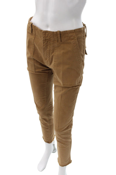 Nili Lotan Unisex Cargo Khakis Brown Button 98% Cotton Size 0