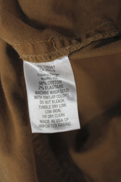 Nili Lotan Unisex Cargo Khakis Brown Button 98% Cotton Size 0