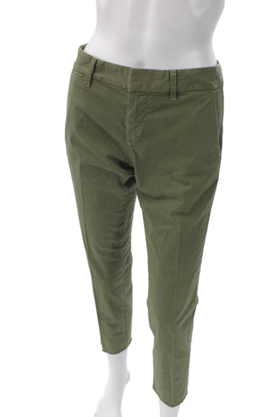Nili Lotan Women Cropped Chino Khaki Pants Button Size 2