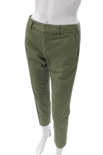 Nili Lotan Women Cropped Chino Khaki Pants Button Size 2