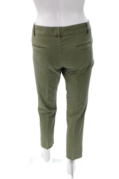Nili Lotan Women Cropped Chino Khaki Pants Button Size 2