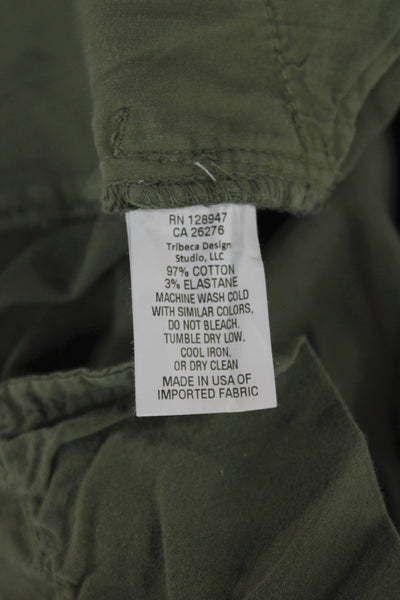 Nili Lotan Women Cropped Chino Khaki Pants Button Size 2