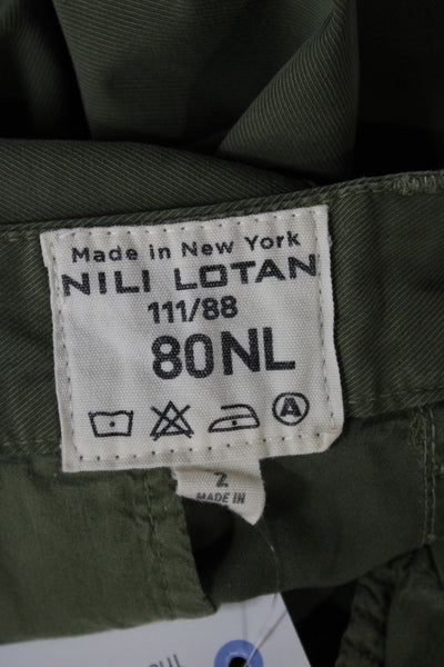 Nili Lotan Women Cropped Chino Khaki Pants Button Size 2